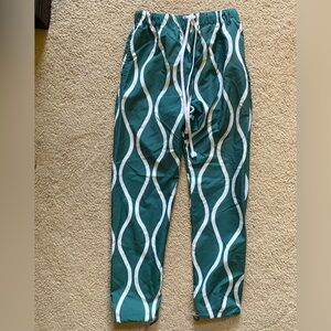 Forest Green Pants with White Stripes